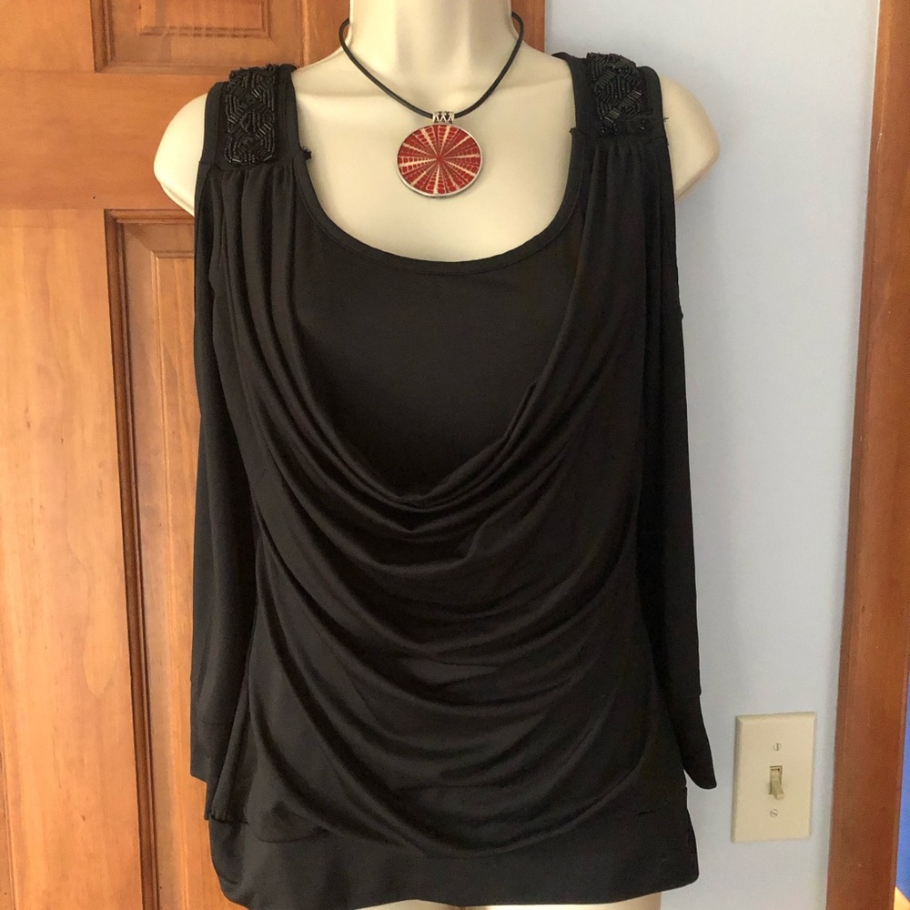 Womans Pullover Black Peakaboo Top